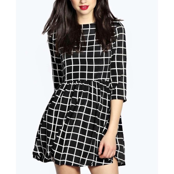 boohoo checked dress